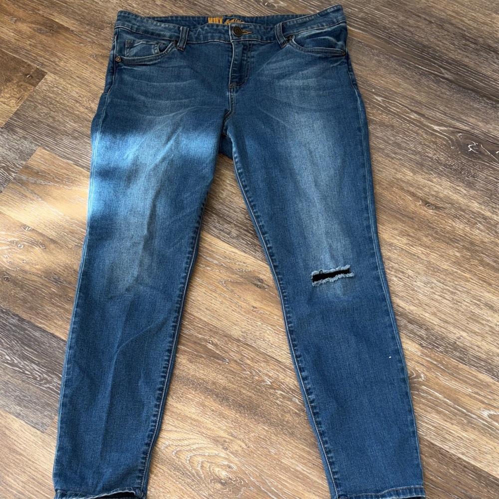 KUT Classic Blue Distressed Jeans size 14